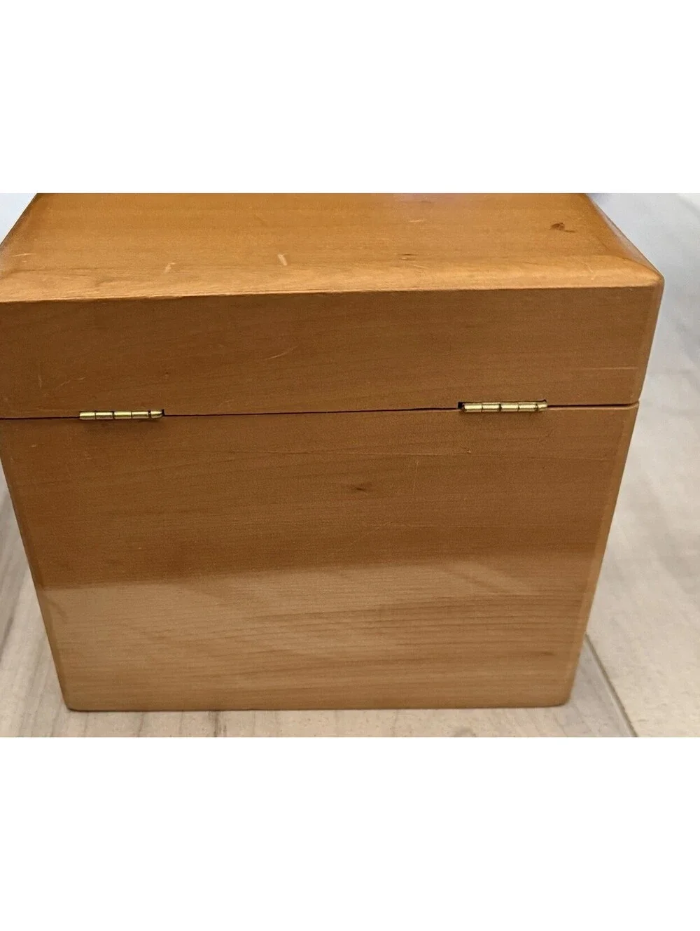 Wooden Recipe Box Vintage MCM Nevco Japan Kitchen Scene
